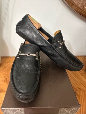 Gucci Men's Black Leather Slip On loafers SZ 10 UK/US 11 Classic Preppy GUC